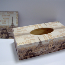 Sada - krabice na kapesníky a obrázek - Paris hnědá