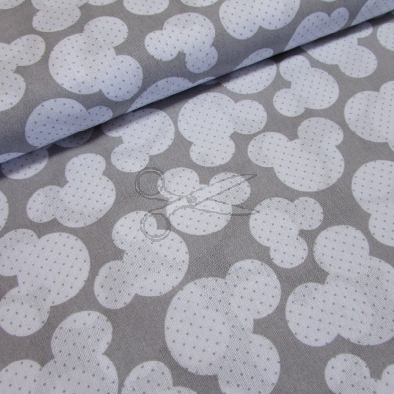 Bavlněná látka - metráž - Mickey šedý - š. 160 cm