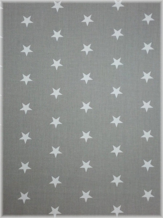 METRÁŽ - bavlněná látka plátno - bílé hvězdy na šedé, šíře 160 cm