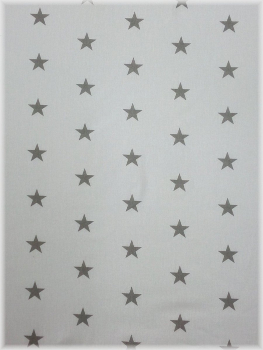 METRÁŽ - bavlněná látka plátno - šedé hvězdy na bílé, šíře 160 cm