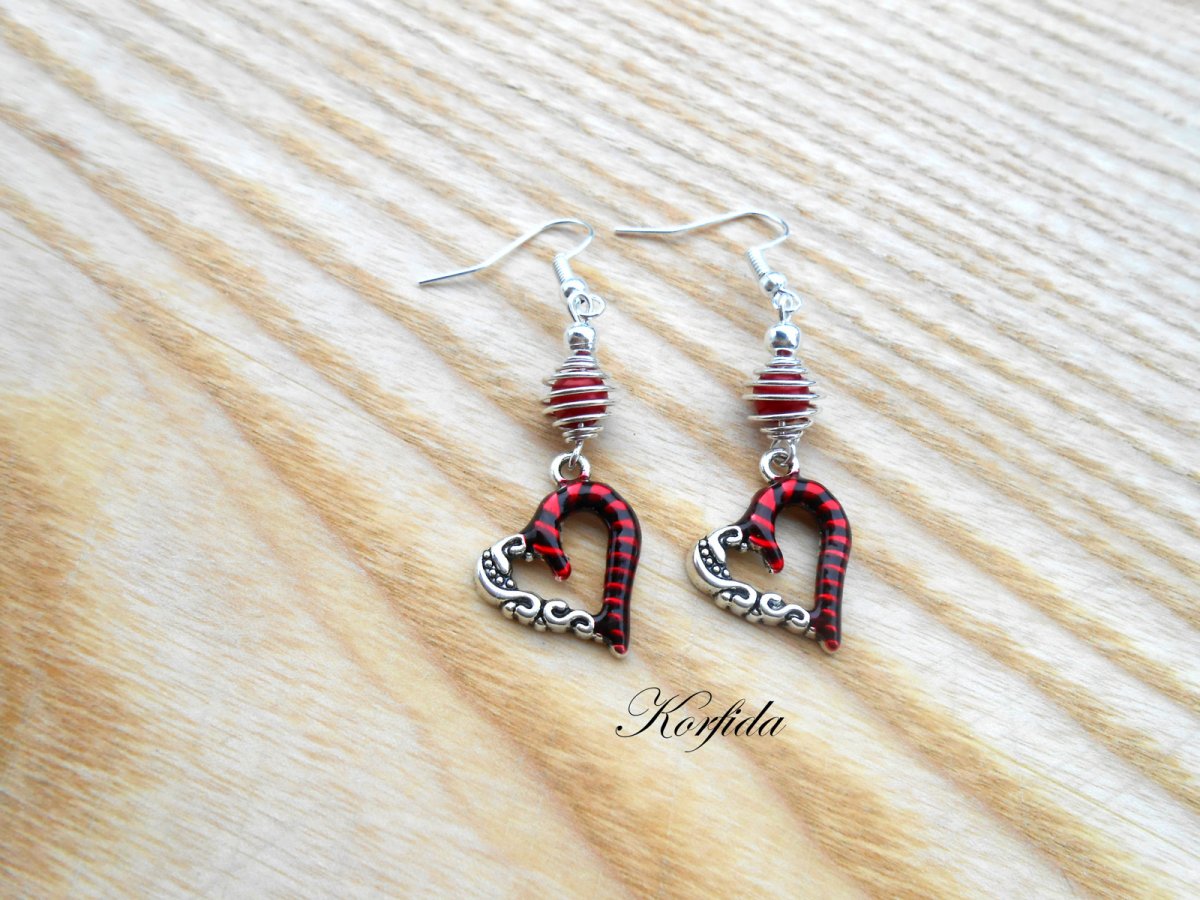 Náušnice srdíčka do červena (574/16)