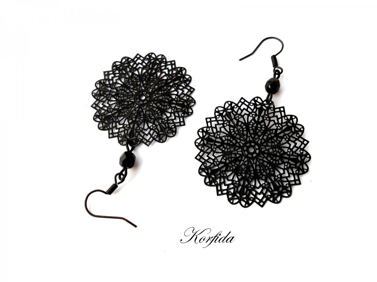 Náušnice černé pavučinky (94/17)