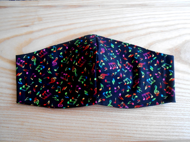 Rouška černá s neonovými notičkami (101/20)