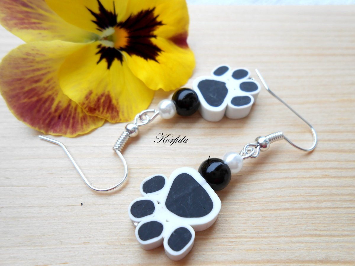 Náušnice tlapička fimo (786/16)