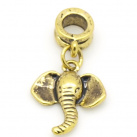 Kovový korálek se širokým průvlekem a s přívěskem - slon, barva zlatá antik 1ks
