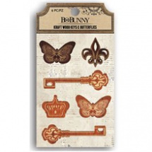 Dřevěné dekorace Klíče a motýlci (6ks) (10428068)
      