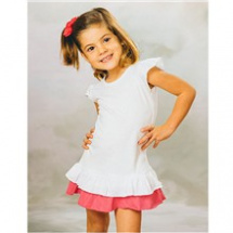 Tričkové šaty s volány bílo-růžové (5-6 let) (NH603-5-6)
      