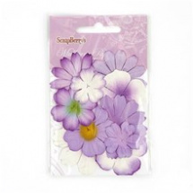 Sada mini dekoračních papírových květin - šeříkové (SCB300303)
      