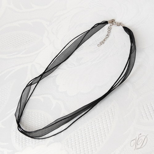 Šňůrka na přívěsek - šifón - černá (č.01)