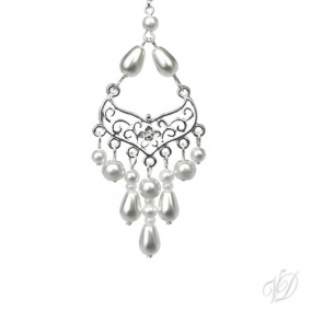Přívěsek - Bílé perly na stříbře svatební kratší (0034)