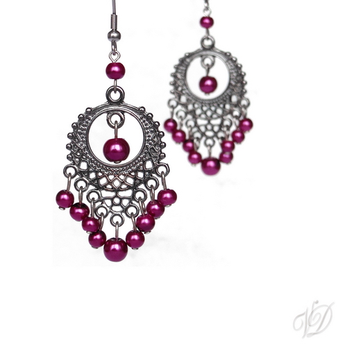 Náušnice - Orient starostříbro s fialovou (0136)