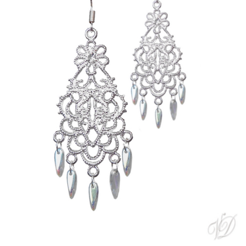 Náušnice - Orient krajkové s měňavým (0191)