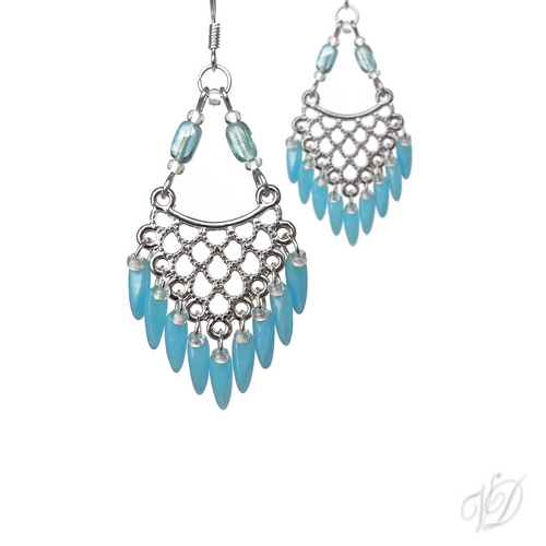 Náušnice - Orient stříbrné víno modré (0302)