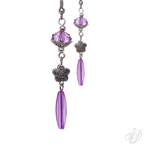 Náušnice 0419 - Stébla lila luxus - DOPRODEJ - SLEVA