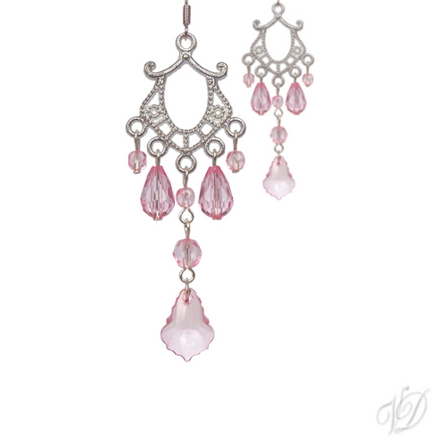 Orientální náušnice 0552 - Orient stříbrné s růžovou