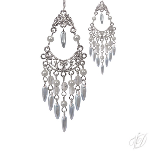 Orientální náušnice 0556 - Orientální stříbrné DUO perličkové svatební