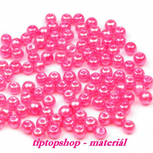 Voskované perličky sklo, růžová ostrá, 4mm (100ks)
