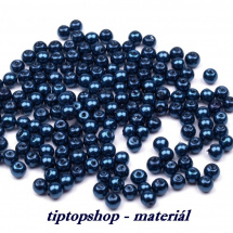 Voskované perličky sklo, modrá temná, 4mm (100ks)