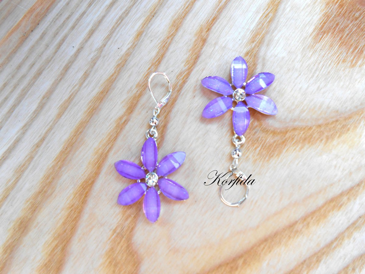 Náušnice kytičky fialové (490/16)
