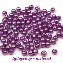 Voskované perličky sklo, fialová světlá, 4mm (100ks)