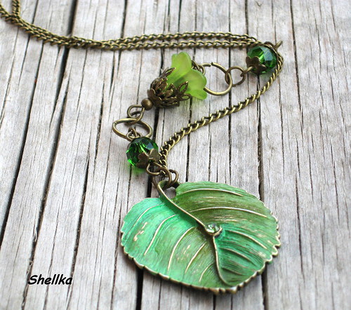 Náhrdelník list patinovaný