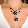 Zatančím si - modro-černý květinový náhrdelník