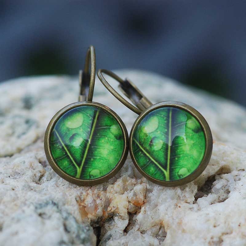 Klapky "Listy s rosou" 12 mm