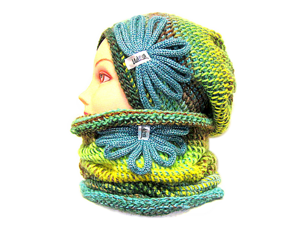 Souprava čepice a tunelu s aplikací -100% vlna