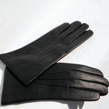 Pánské černé kožené rukavice s hedvábnou podšívkou
