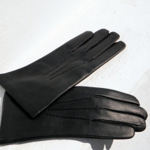 Pánské černé kožené rukavice s vlněnou podšívkou