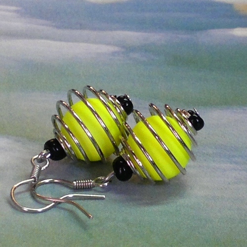 Reflexně žluté v kleci- náušničky