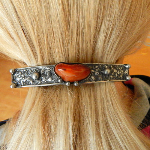 Spona do vlasů - Karneol